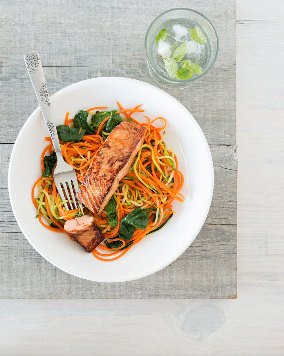 Seared Salmon With Vegetable Noodles